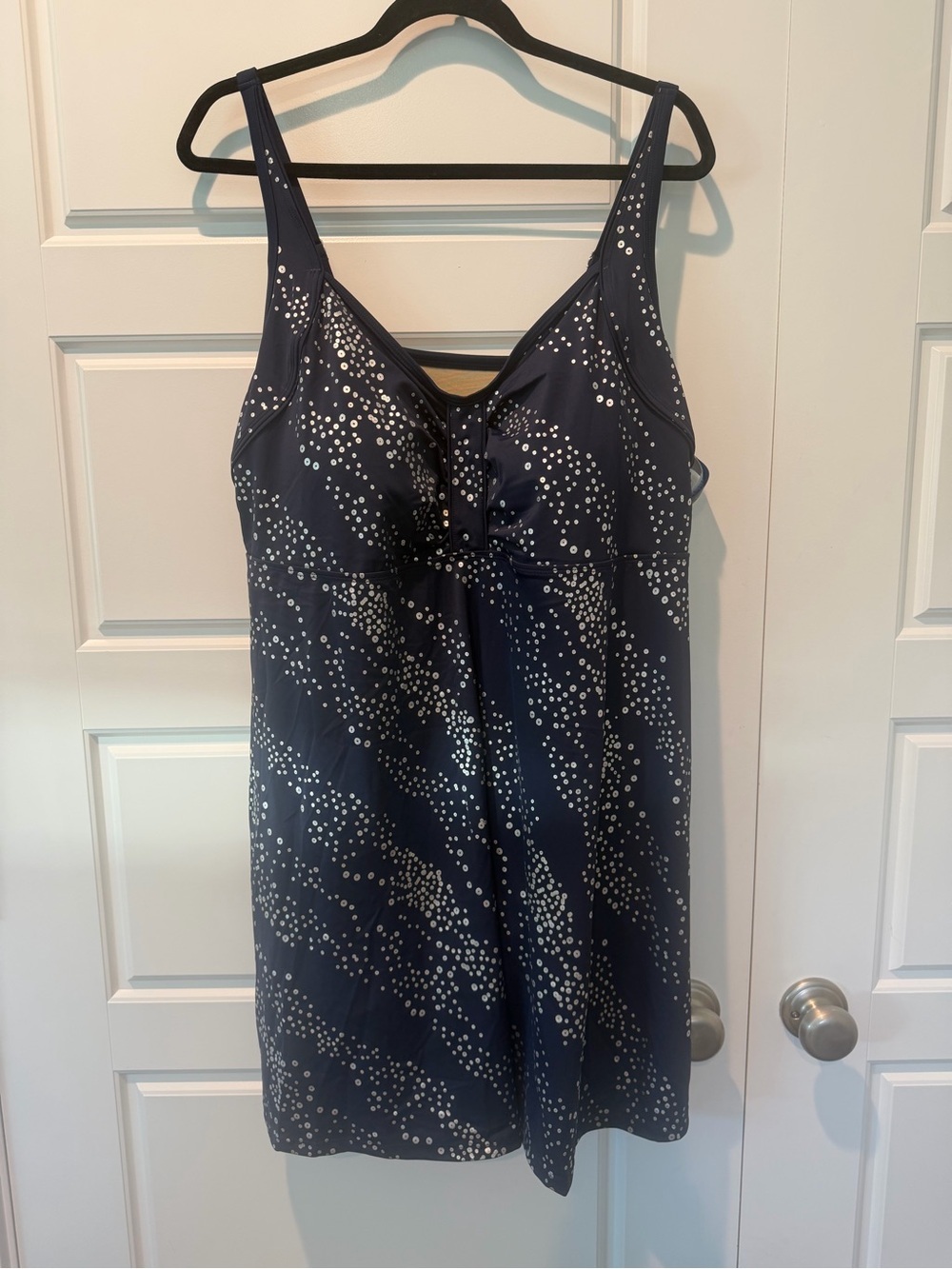 NWOT Swimsuits for All Swim Dress Navy with Silver Dots Supportive Women Size 24